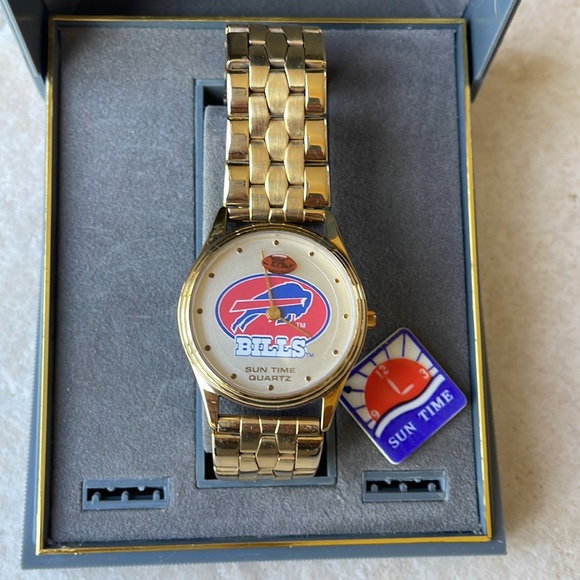 sun time NewYork bills men battery water resistant gold tone - Picture 2 of 7